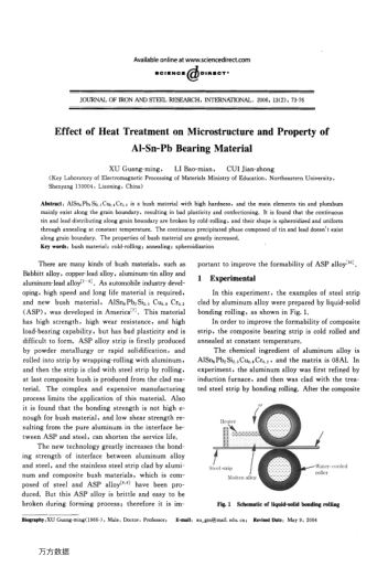 Effect of Heat Treatment on Microstructure and Property of Al-Sn-Pb Bearing Material