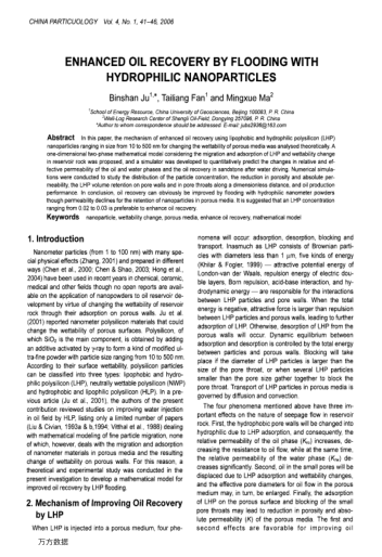 ENHANCED OIL RECOVERY BY FLOODING WITH HYDROPHILIC NANOPARTICLES