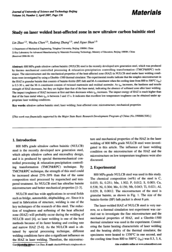 Study on laser welded heat-affected zone in new ultralow carbon bainitic steel