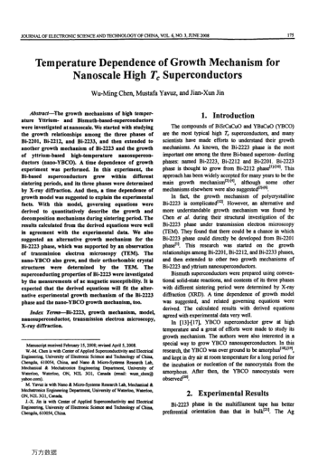 Temperature Dependence of Growth Mechanism for Nanoscale High Tc Superconductors