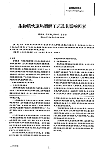 生物質(zhì)快速熱裂解工藝及其影響因素