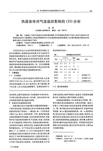 熱源條件對氣流組織影響的CFD分析
