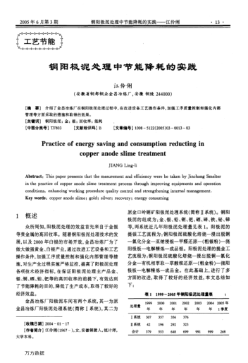 銅陽極泥處理中節(jié)能降耗的實(shí)踐
