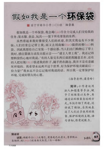 假如我是一個(gè)環(huán)保袋