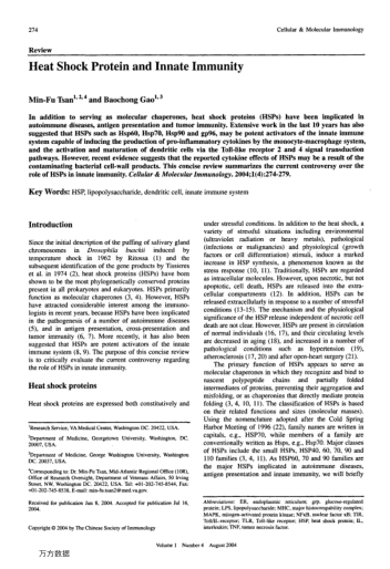 Heat Shock Protein and Innate Immunity