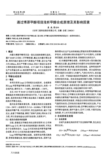 通過博源甲醇項目淺析甲醇合成原理及其影響因素