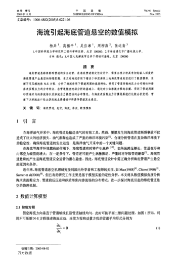 海流引起海底管道懸空的數(shù)值模擬