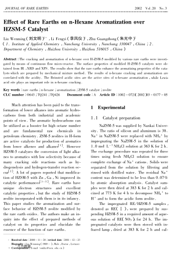 Effect of Rare Earths on n-Hexane Aromatization over HZSM-5 Catalyst
