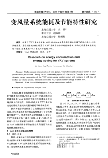 變風(fēng)量系統(tǒng)能耗及節(jié)能特性研究