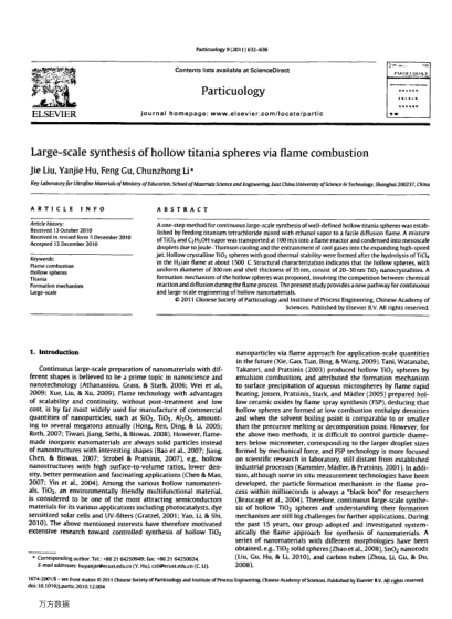 Large-scale synthesis of hollow titania spheres via flame combustion