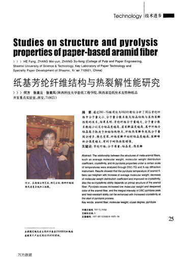 紙基芳綸纖維結(jié)構(gòu)與熱裂解性能研究
