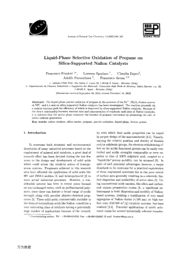 Liquid-Phase Selective Oxidation of Propane on Silica-Supported Nafion Catalysts