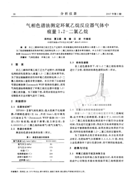 氣相色譜法測定環(huán)氧乙烷反應器氣體中痕量1,2-二氯乙烷