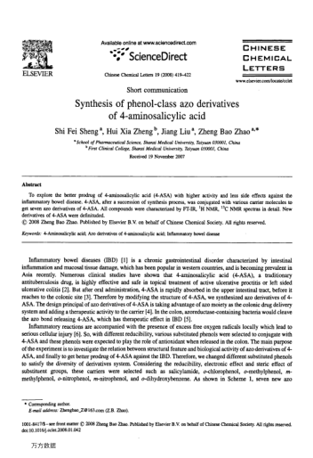 Synthesis of phenol-class azo derivatives of 4-aminosalicylic acid