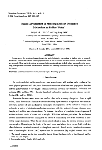 Recent Advancement in Modeling Seafloor Dissipative Mechanism in Shallow Water