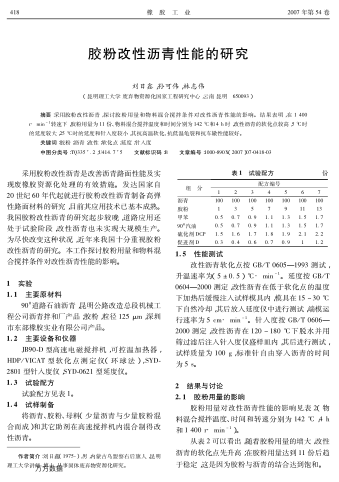膠粉改性瀝青性能的研究