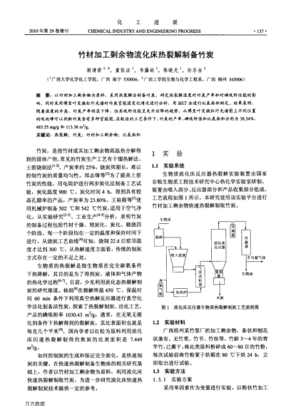 竹材加工剩余物流化床熱裂解制備竹炭