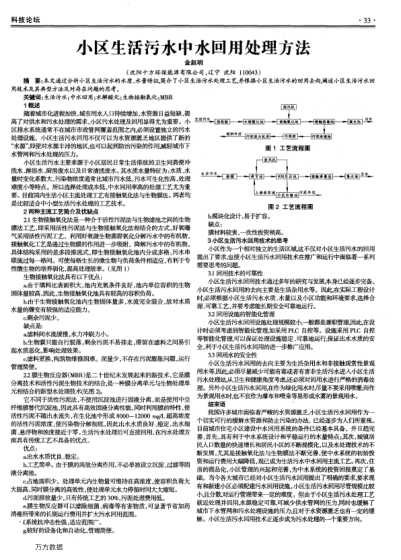 小區(qū)生活污水中水回用處理方法