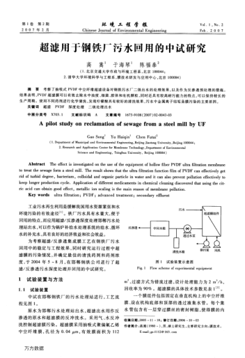 超濾用于鋼鐵廠污水回用的中試研究