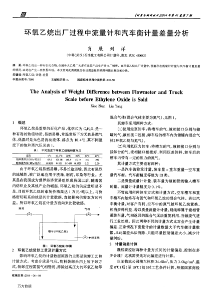 環(huán)氧乙烷出廠過程中流量計(jì)和汽車衡計(jì)量差量分析