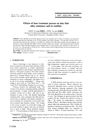 Effects of heat treatment process on thin film alloy resistance and its stability