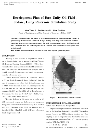 Development Plan of East Unity Oil Field, Sudan, Using Reservoir Simulation Study