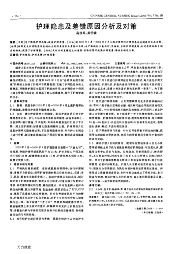 護(hù)理隱患及差錯(cuò)原因分析及對(duì)策