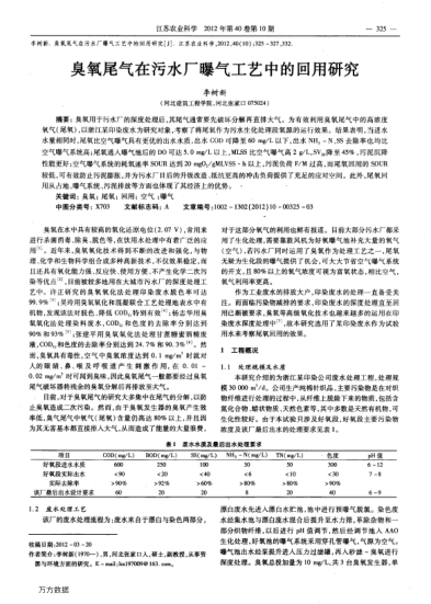 臭氧尾氣在污水廠曝氣工藝中的回用研究
