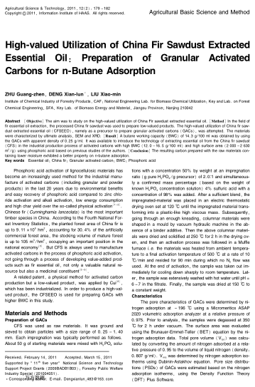 High-valued Utilization of China Fir Sawdust Extracted Essential Oil: Preparation of Granular Activa