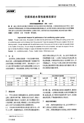 空調(diào)系統(tǒng)水泵性能修改探討