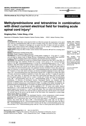 Methylprednisolone and tetrandrine in combination with direct current electrical field for treating 