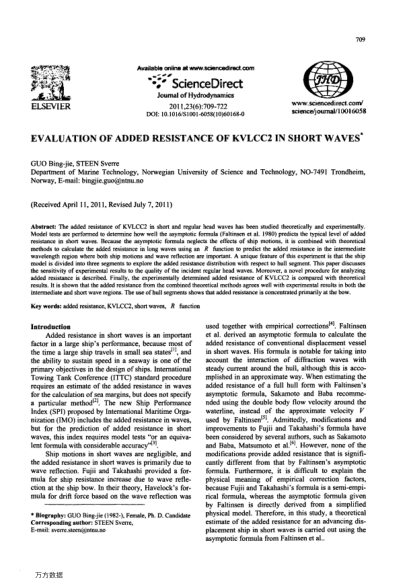 EVALUATION OF ADDED RESISTANCE OF KVLCC2 IN SHORT WAVES