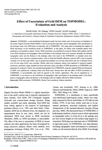 Effect of Uncertainty of Grid DEM on TOPMODEL: Evaluation and Analysis