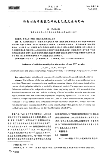助劑對軟質(zhì)聚氯乙烯脫氯化氫反應(yīng)的影響