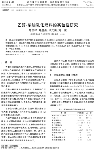 乙醇-柴油乳化燃料的實驗性研究