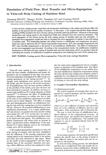 Simulation of Fluid Flow, Heat Transfer and Micro-Segregation in Twin-roll Strip Casting of Stainles