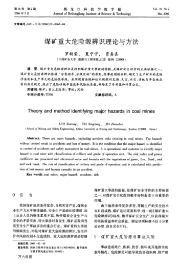 煤礦重大危險(xiǎn)源辨識(shí)理論與方法