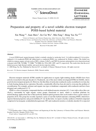 Preparation and property of a novel soluble electron transport POSS-based hybrid material