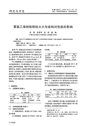 聚氯乙烯樹脂顆粒大小與結構對性能的影響