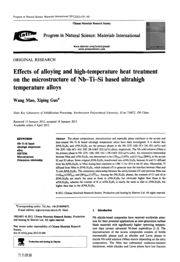 Effects of alloying and high-temperature heat treatment on the microstructure of Nb-Ti-Si based ultr