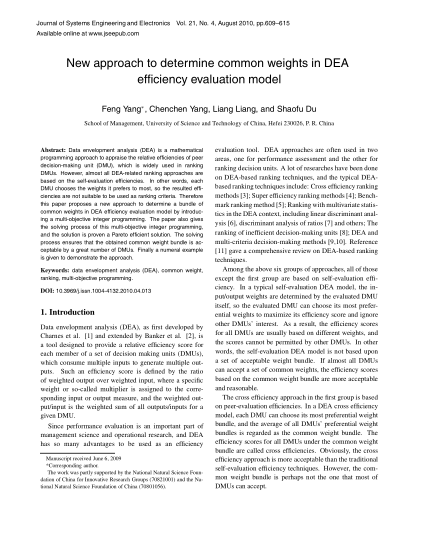 New approach to determine common weights in DEA efficiency evaluation model