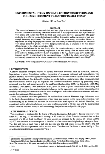 EXPERIMENTAL STUDY ON WAVE ENERGY DISSIPATION AND COHESIVE SEDIMENT TRANSPORT IN SILT COAST