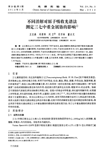 不同消解對(duì)原子吸收光譜法測(cè)定三七中重金屬鉻的影響