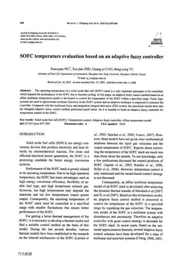 SOFC temperature evaluation based on an adaptive fuzzy controller