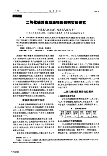 二氧化碳對高凝油物性影響實驗研究