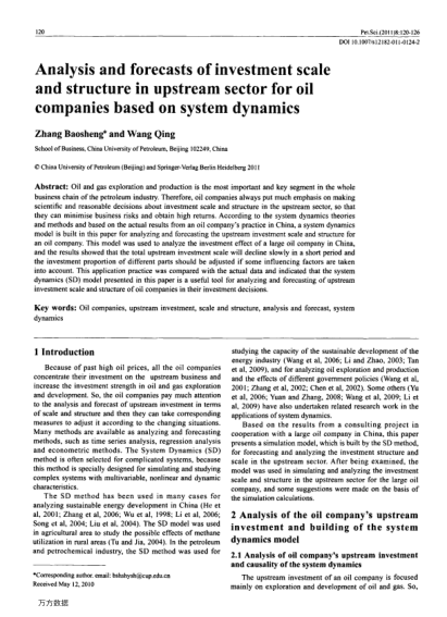 Analysis and forecasts of investment scale and structure in upstream sector for oil companies based 