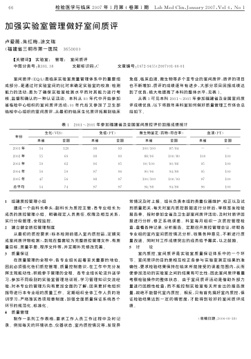 加強實驗室管理做好室間質(zhì)評