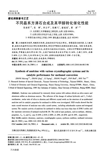 不同晶系方沸石合成及其甲醇轉(zhuǎn)化催化性能