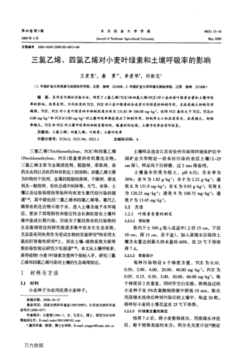 三氯乙烯、四氯乙烯對(duì)小麥葉綠素和土壤呼吸率的影響