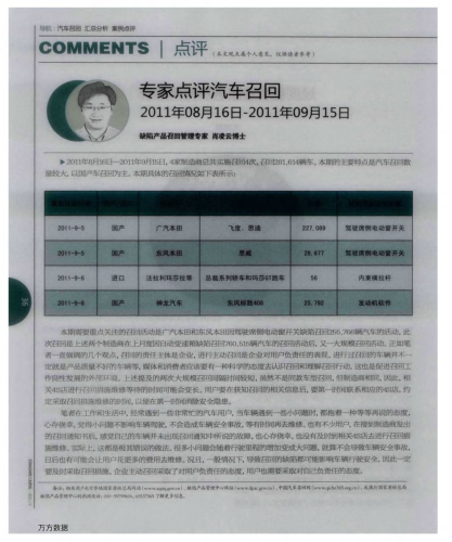 專家點(diǎn)評汽車召回